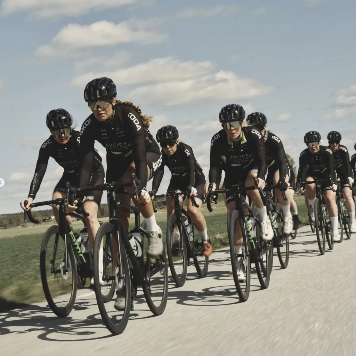 Škoda Cycling Team riding in a paceline